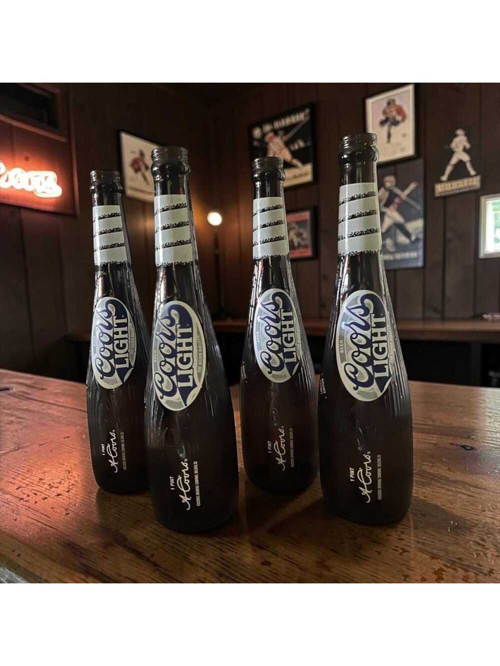 4 Vintage Coors Light Baseball Glass Bat Bootle 18 oz Limited  Edition